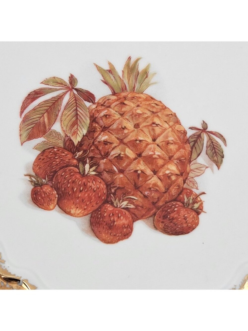Hutschenreuther Serving Tray Cake Plate Fruit Design Gold Handles Germany Vintag - Picture 3 of 10